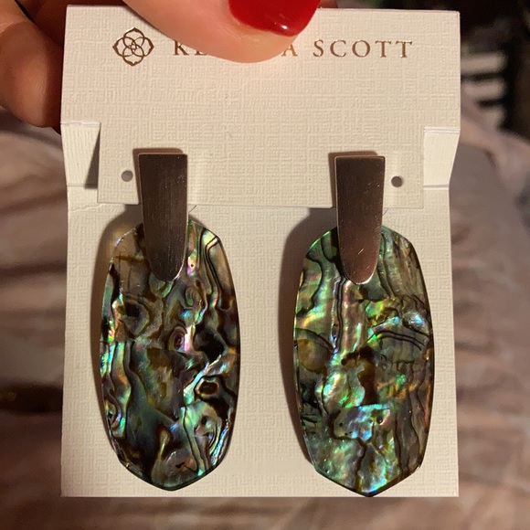 Kendra Scott Aragon Silver Abalone Shell Drop Earrings - Picture 5 of 10